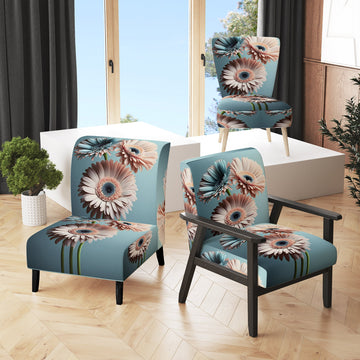 Orange Gerbera Hyper Realistic Flowers - Traditional Accent Slipper Chair